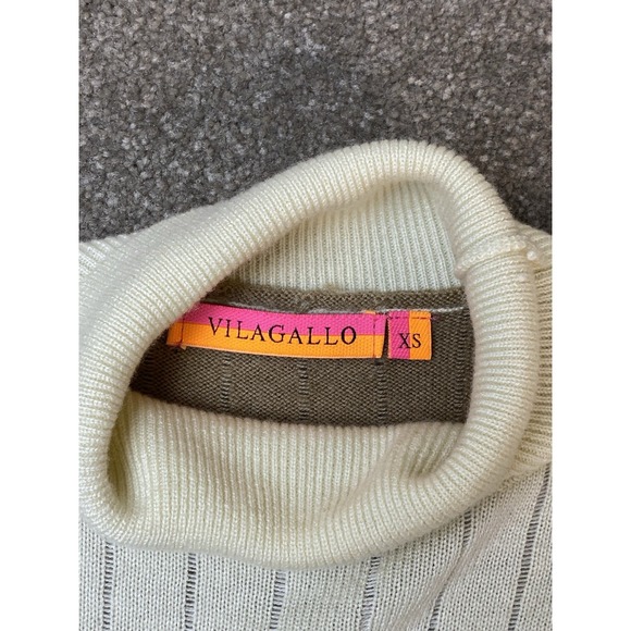 Vilagallo Womens Tops Sweater Mock Neck Wool Blend Spain Color Block SZ XS - Picture 6 of 10